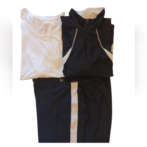 Xersion Women's Black White Track Suit Yoga Wide Leg 3 Piece Set Size 1X - Picture 15 of 15